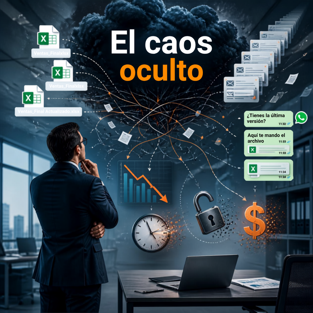 El caos oculto de utilizar Excel, WhatsApp y correo electrónico.